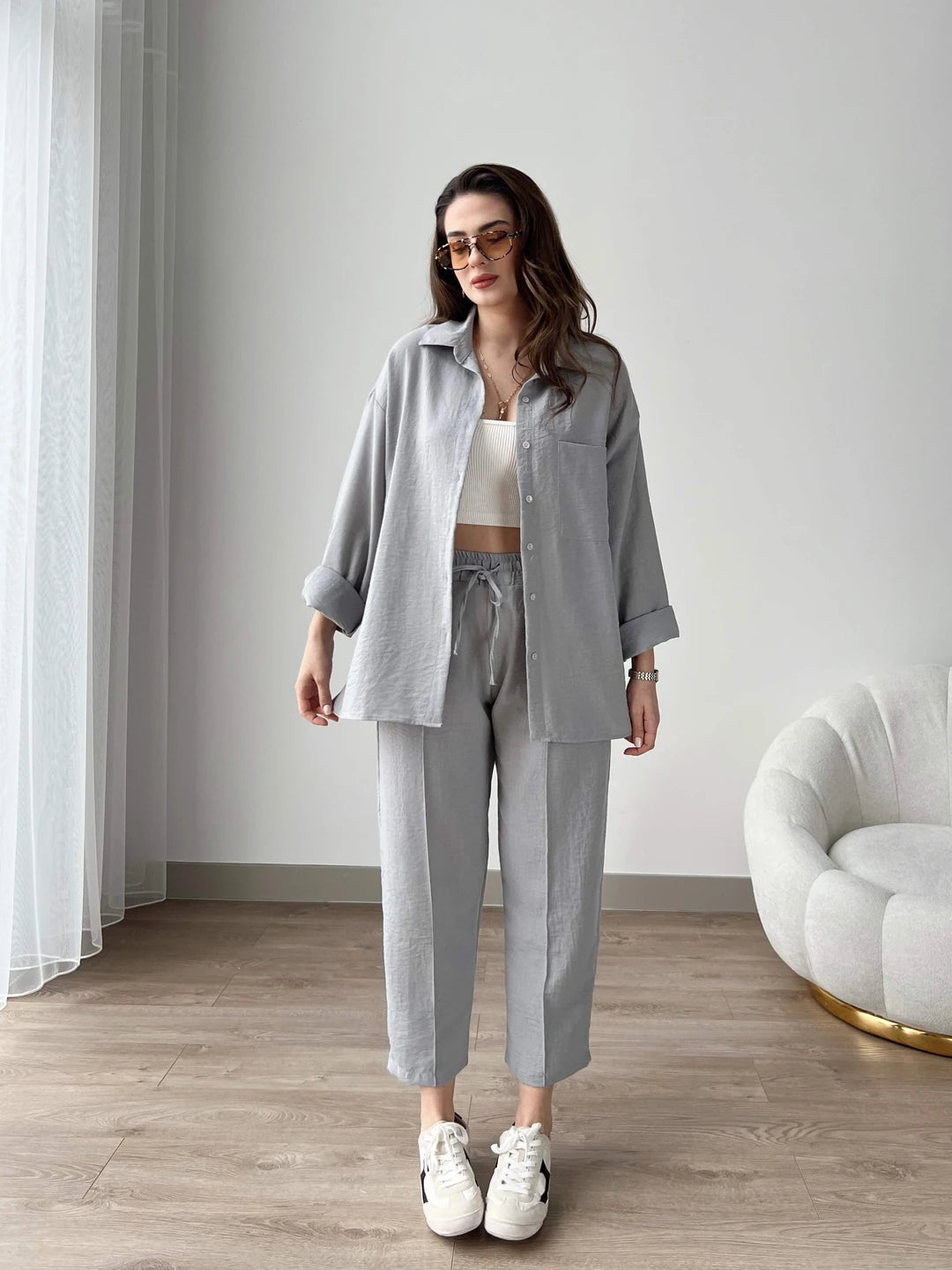 Grey - Women’s Light Irish Cord Set