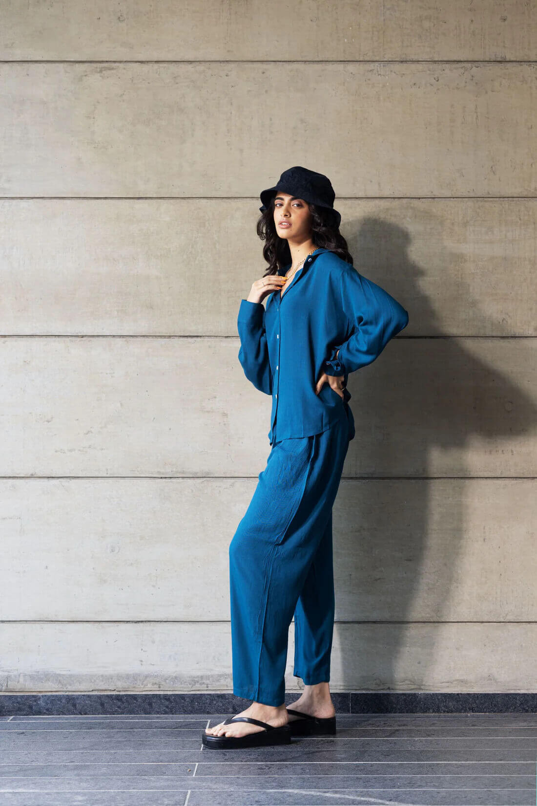 Teal Blue - Shirt & Pant Coord Set