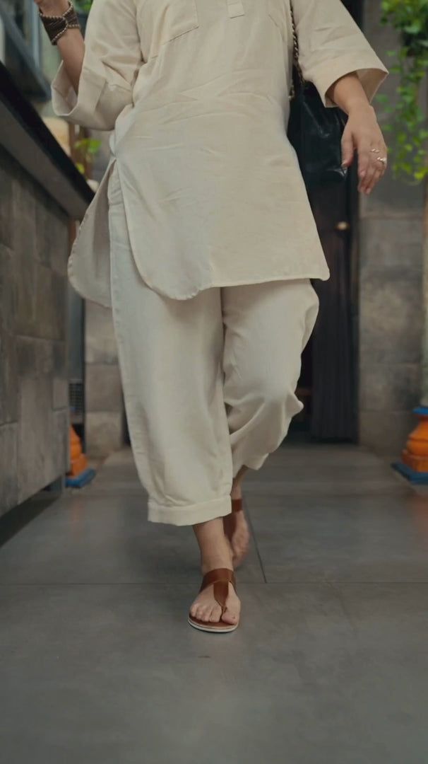 Silver Hoops Kurta Set in Off-White