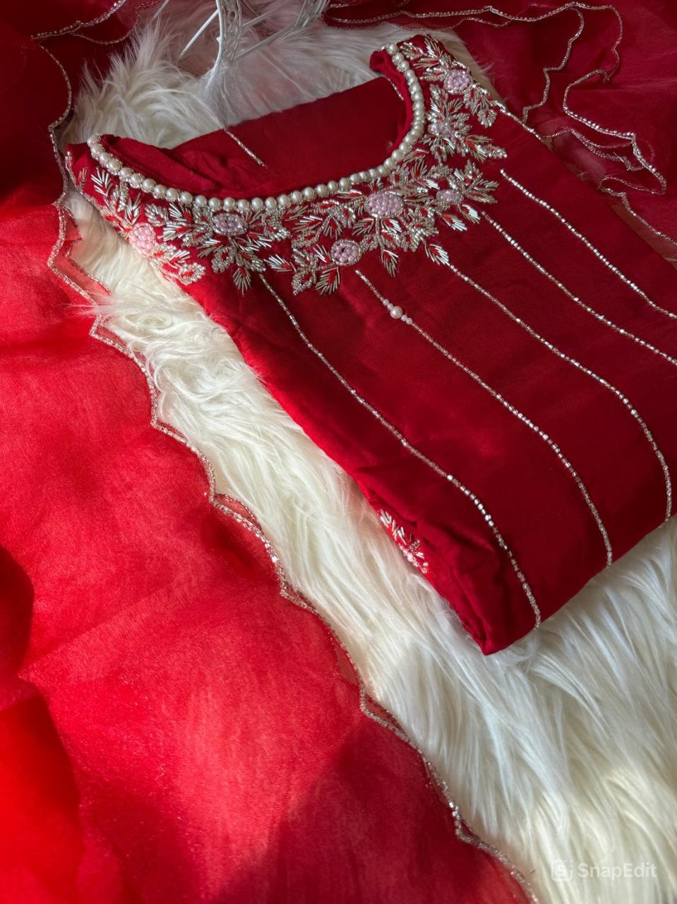 Soft Cotton Hand work kurta set with dupatta