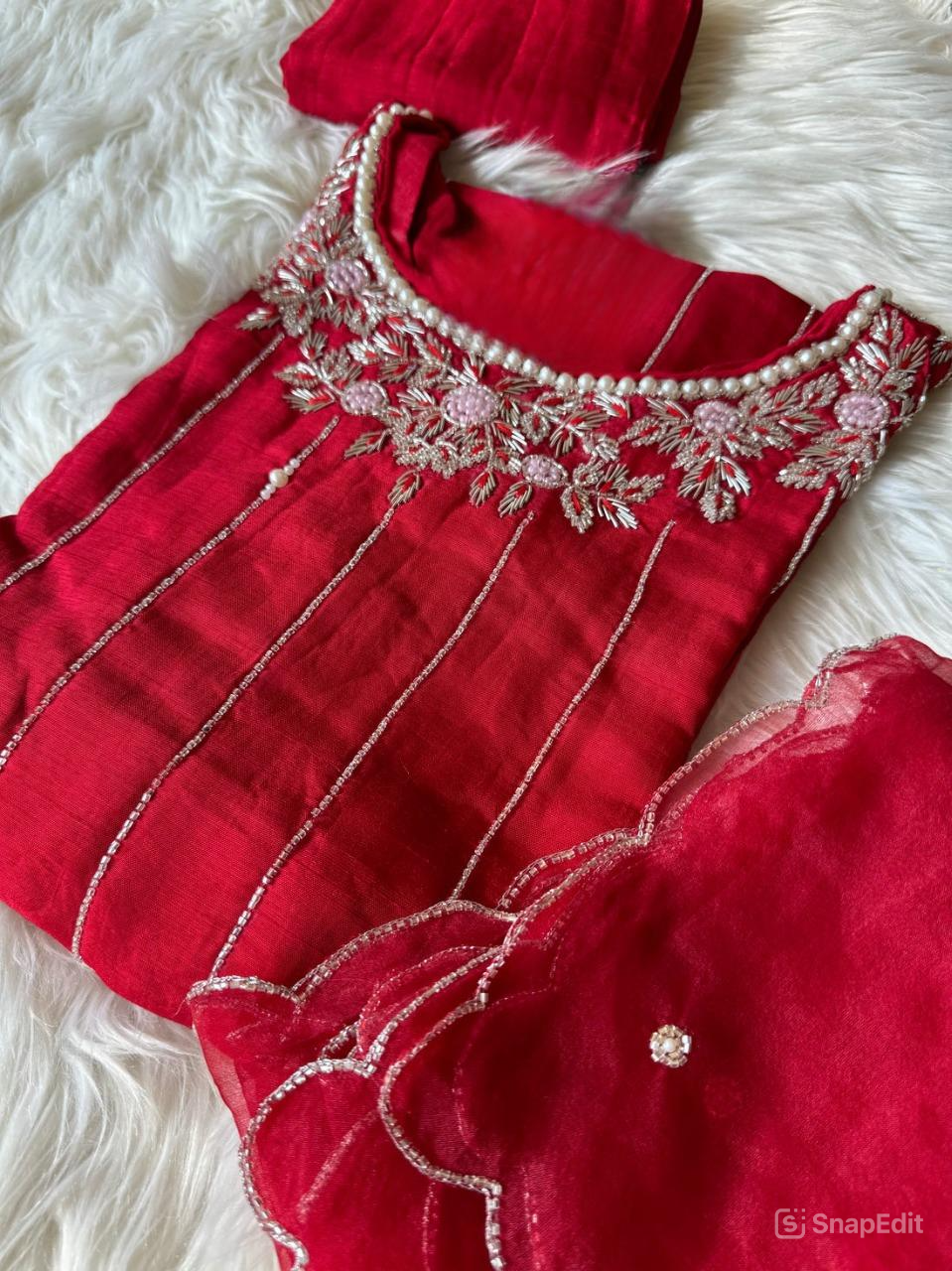 Soft Cotton Hand work kurta set with dupatta