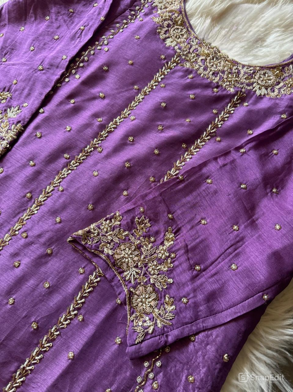 Hand work kurta bottom with dupatta