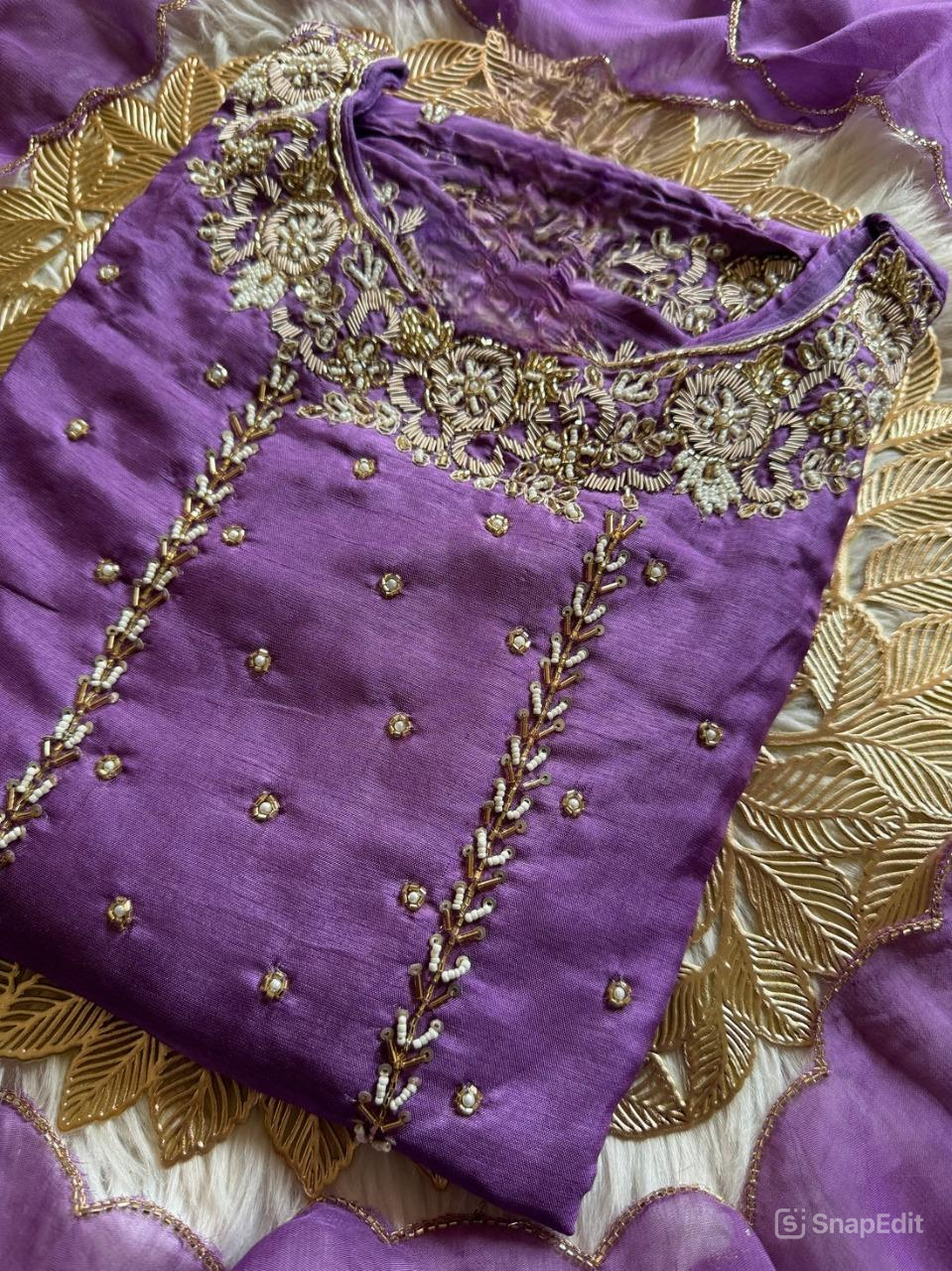 Hand work kurta bottom with dupatta