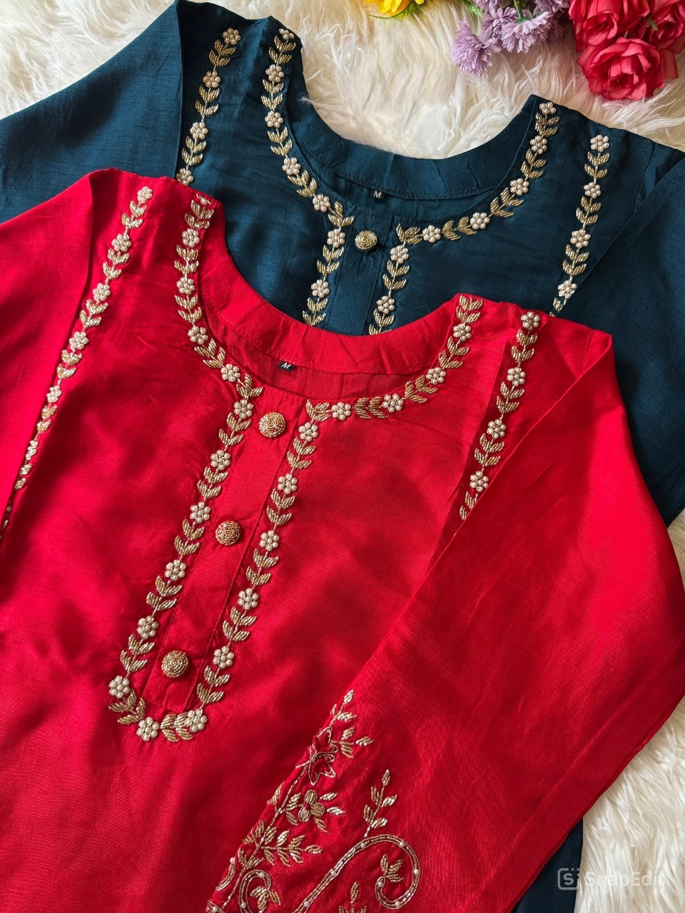 Soft Cotton hand work kurta Bottom with dupatta