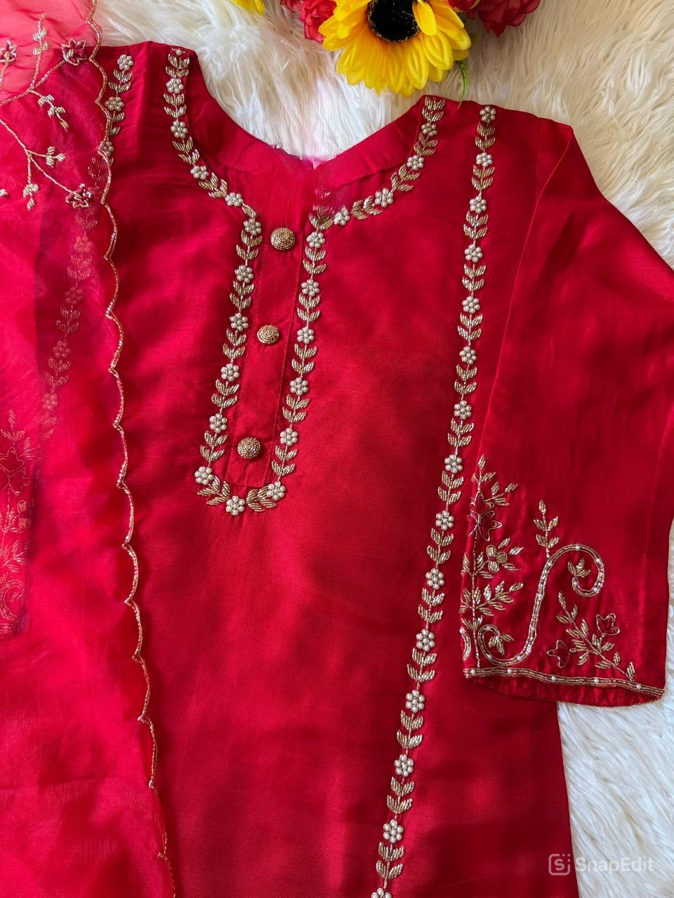 Soft Cotton hand work kurta Bottom with dupatta