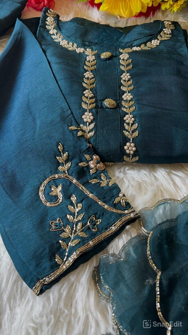 Soft Cotton hand work kurta Bottom with dupatta