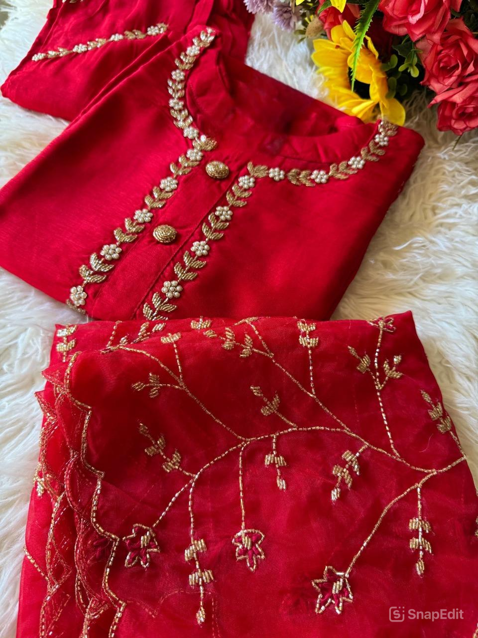 Soft Cotton hand work kurta Bottom with dupatta