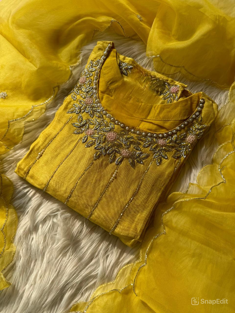 Soft Cotton Hand work kurta set with dupatta